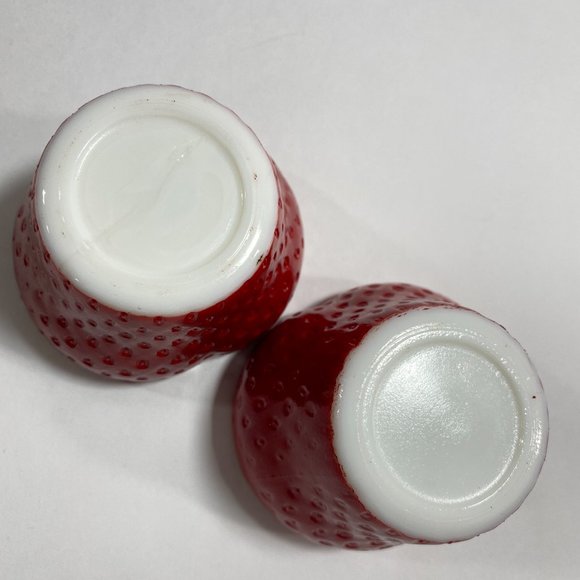 VINTAGE Hazel Atlas Milk Glass Strawberry Jam Jelly Jar With Lid Set of 2 - Picture 6 of 10